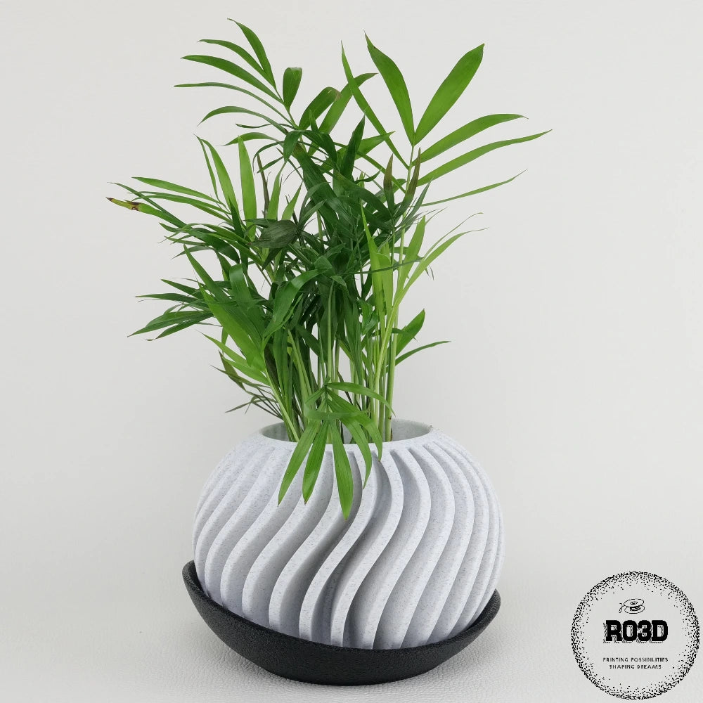 Surge - ghiveci geometric 3D cu design spiralat modern linii dinamice h3li0