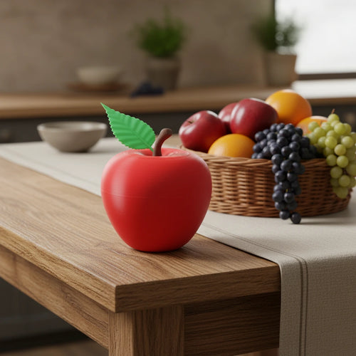 Apple Container Măr 3D - imagine principală cu omidă flexibilă articulată și capac detașabil, disponibil în 3 culori
