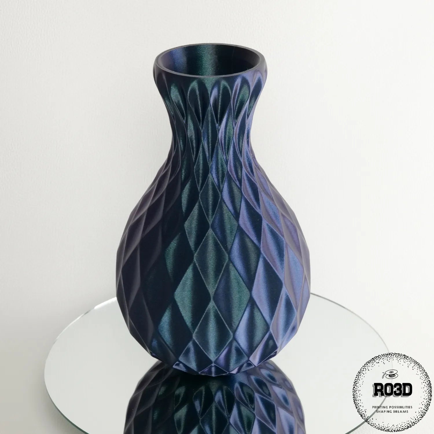Facet Diamond - vedere completă design geometric diamant înălțime, vază decorativă 133×133×220mm pentru plante decorative