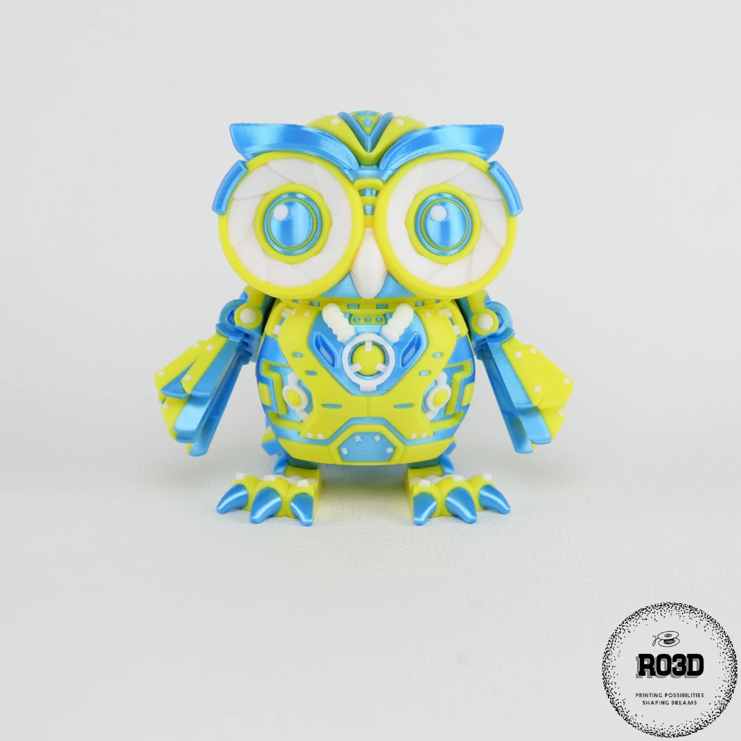 Cyber Owl - Bufniță Articulată 3D Print, vedere de ansamblu cu detalii cyber și elemente futuriste