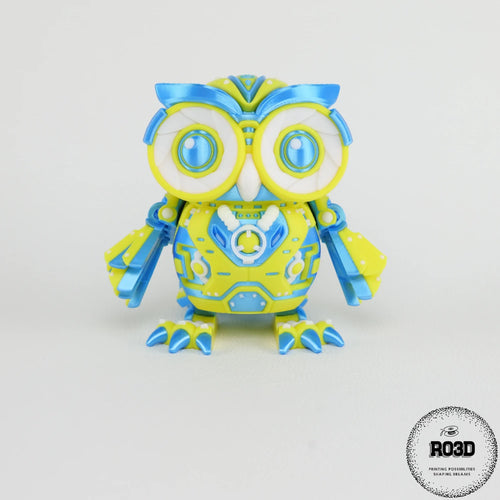 Cyber Owl - Bufniță Articulată 3D Print, vedere de ansamblu cu detalii cyber și elemente futuriste