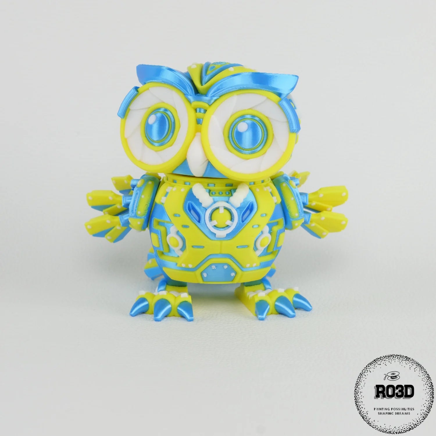 Cyber Owl - Bufniță Articulată Flexi, vedere laterală cu articulații mobile și design detaliat