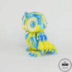 Cyber Owl - Bufniță 3D Print Flexi, vedere dinamică cu articulații mobile în poziție creativă