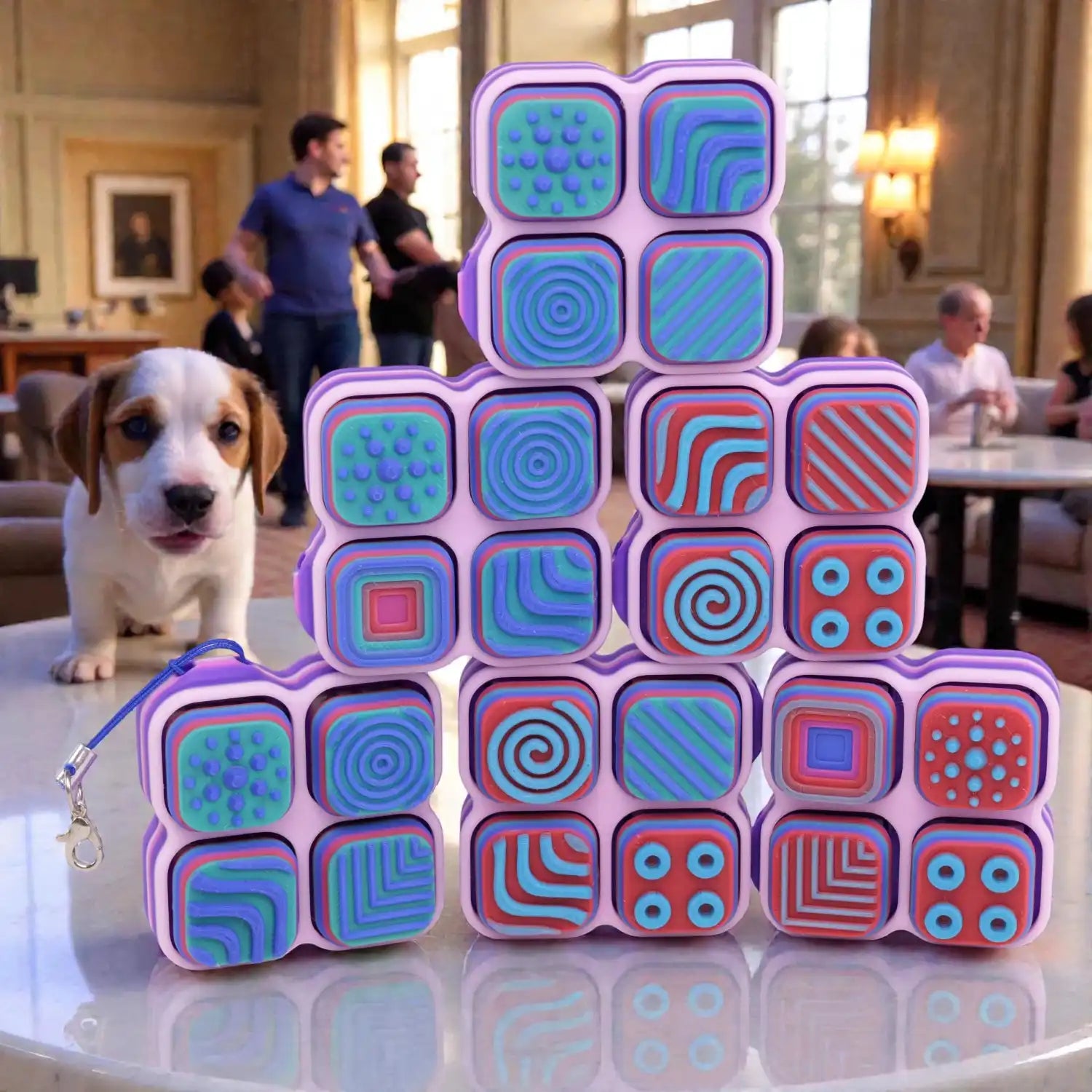 Jazzy Clickers 2.0 - clickere fidget 3D anti-stress cu breloc, design colorat ergonomic cu mecanism click satisfăcător, printate 3D în România