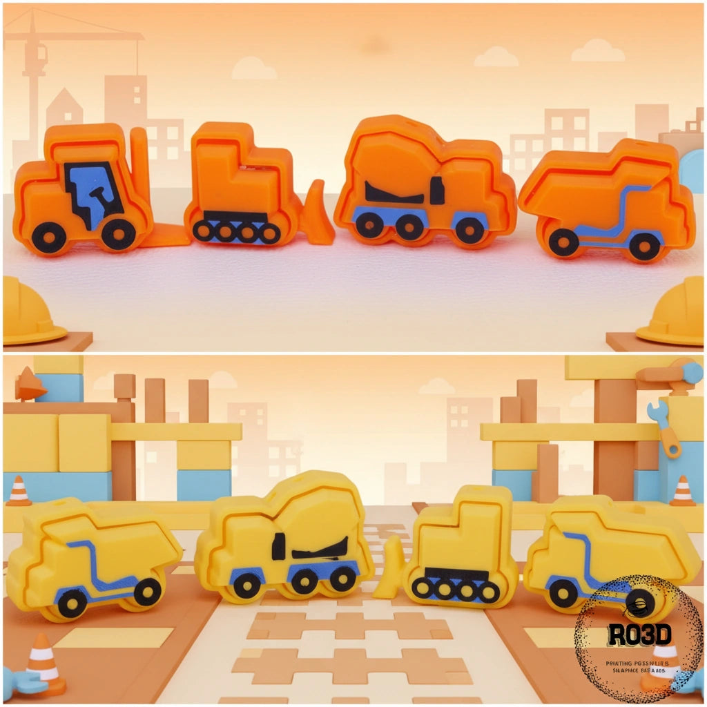 Mighty Machines - mini vehicule de construcții 3D cu breloc clicker design industrial PawpularPrints