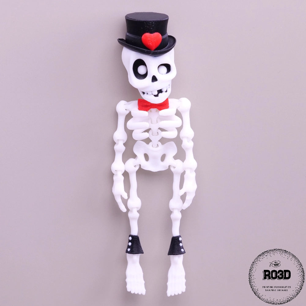 Dapper Skeleton schelet elegant 3D - imagine principală figurină articulată Halloween cu costume și accesorii premium
