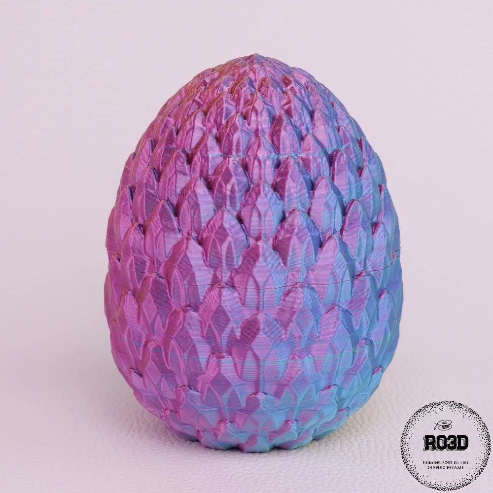 Ou dragon 3D 10cm - variantă roșu rubin cu textură reptiliană