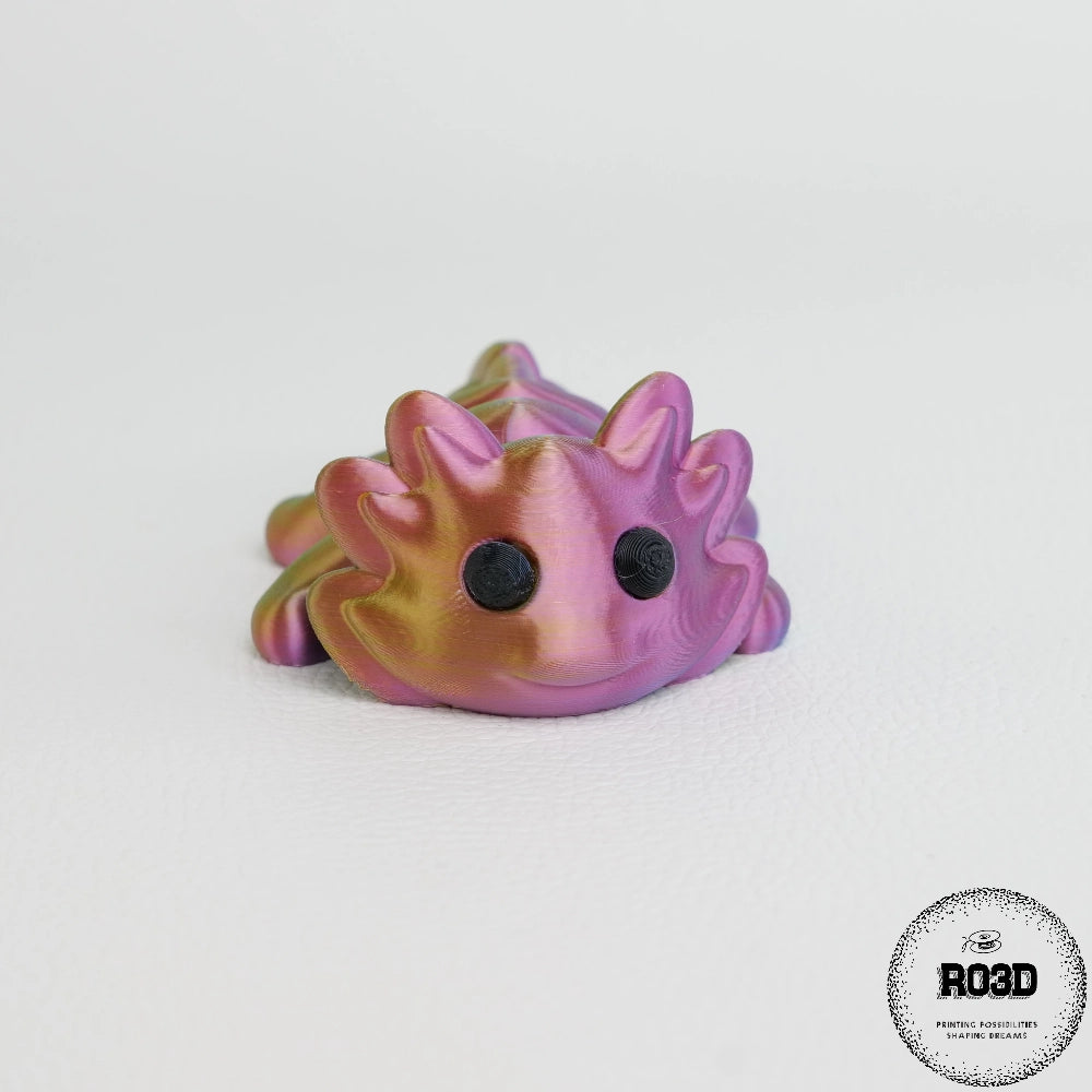 Figurină Axolotl 3D - vedere laterală culori pastelate adorabile