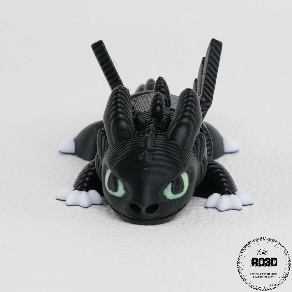 Night Fury Dragon figurină 3D - dragon negru design Toothless iconic