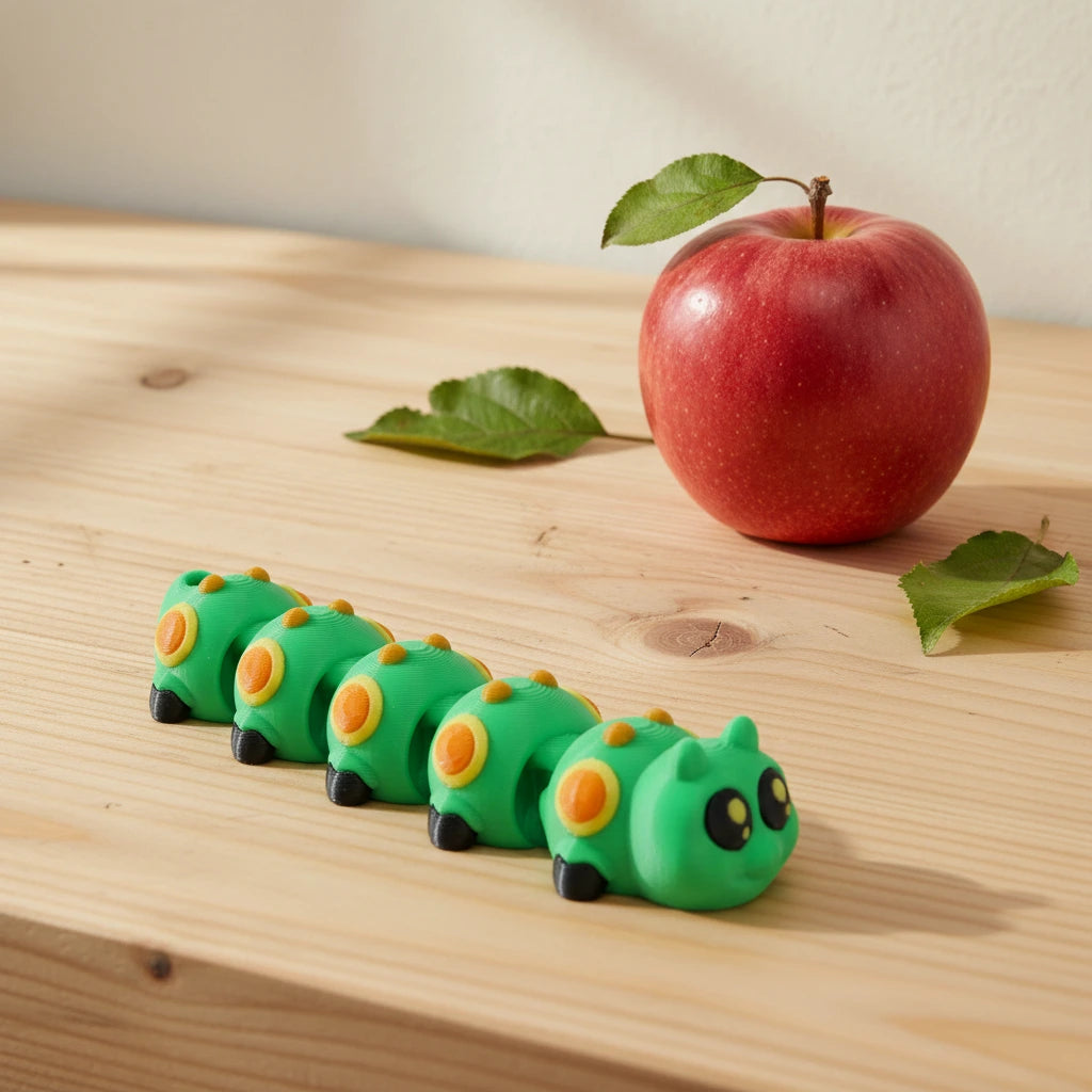 Flexi Caterpillar omidă articulată 3D - design colorat segmente mobile