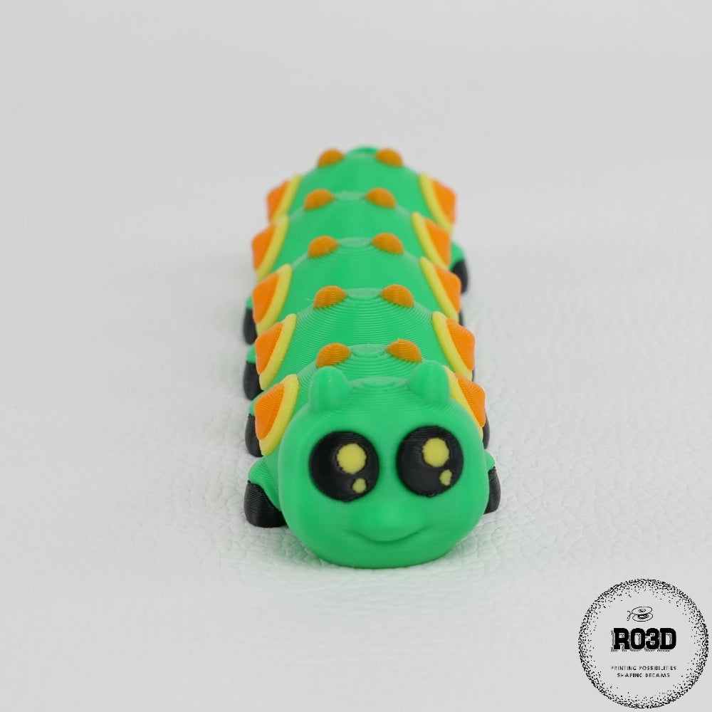 Caterpillar 3D articulat - variantă roz pastel design adorabil