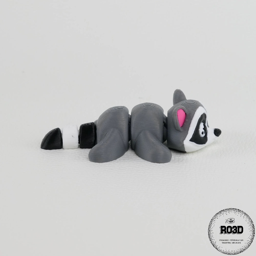 Raccoon 3D articulat - vedere laterală design adorabil realistic