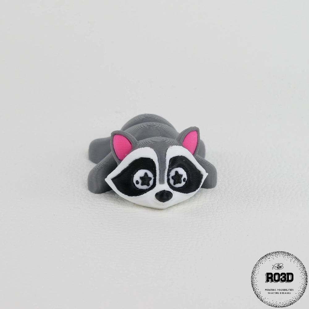 Flexi Raccoon raton articulat 3D - design realist blană detalii