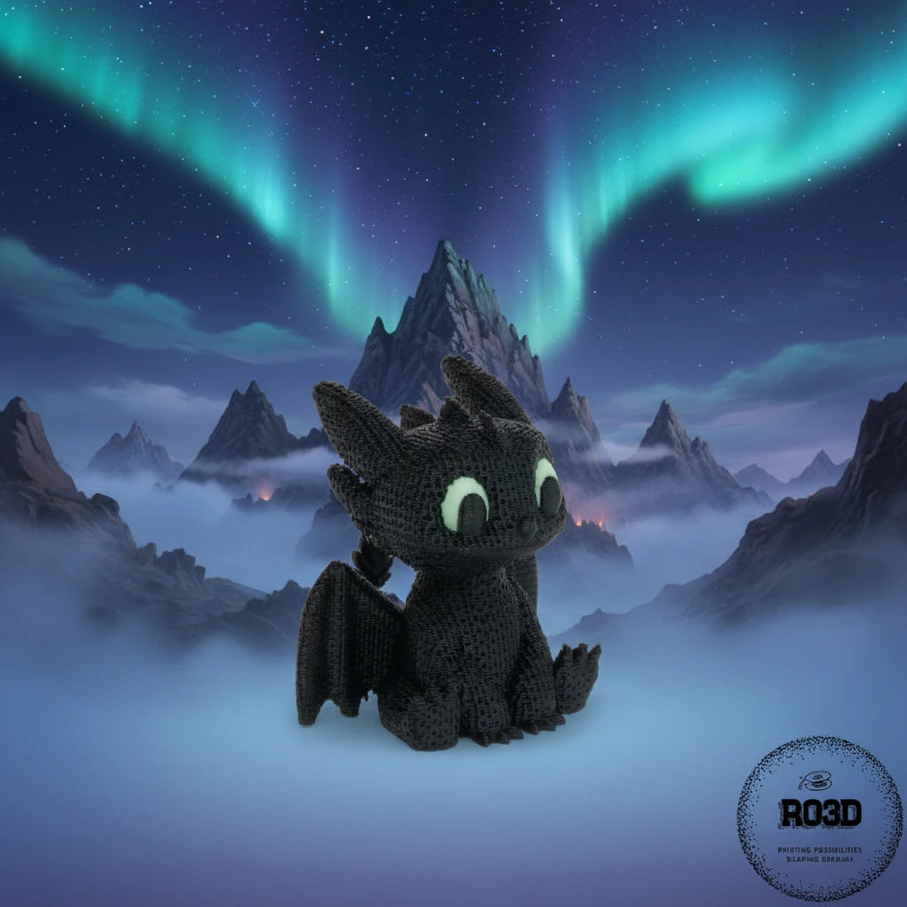 Toothless Night Fury dragon 3D - figurină neagră design iconic