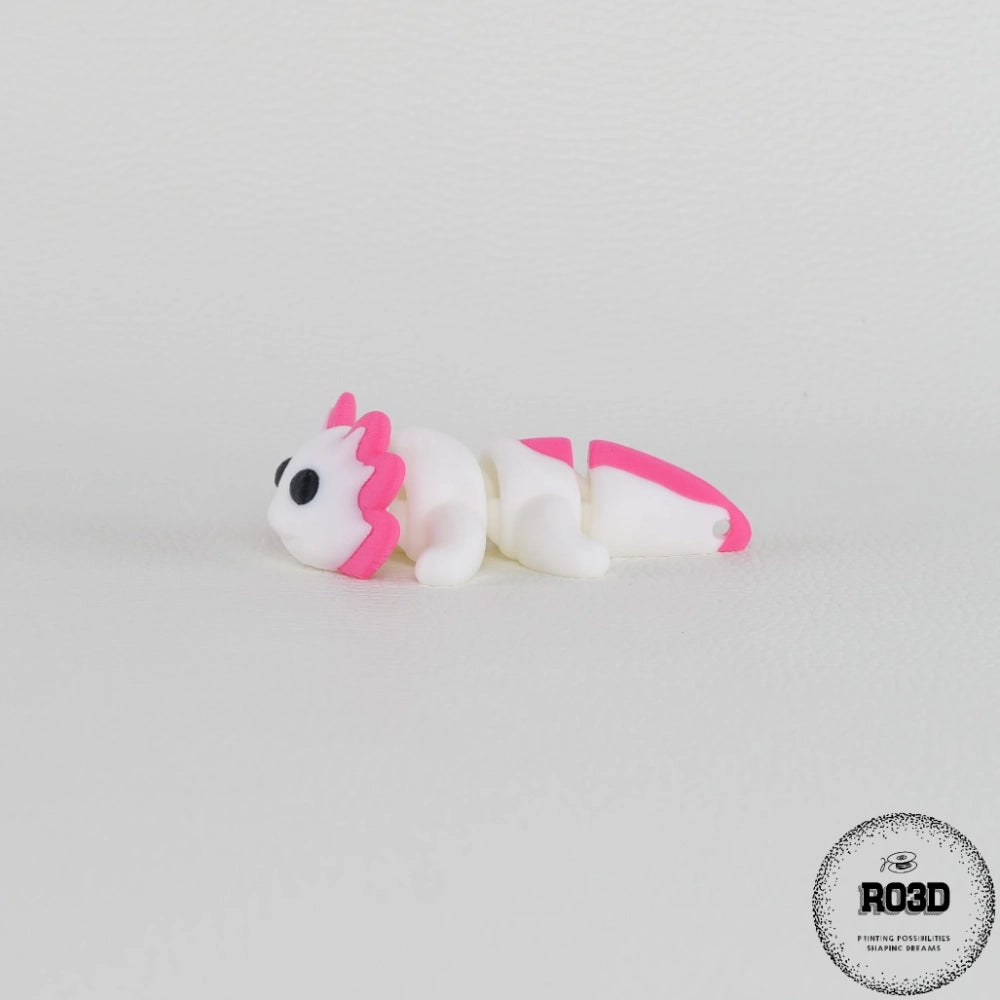 Salamandră Axolotl 3D - vedere laterală design marin adorabil