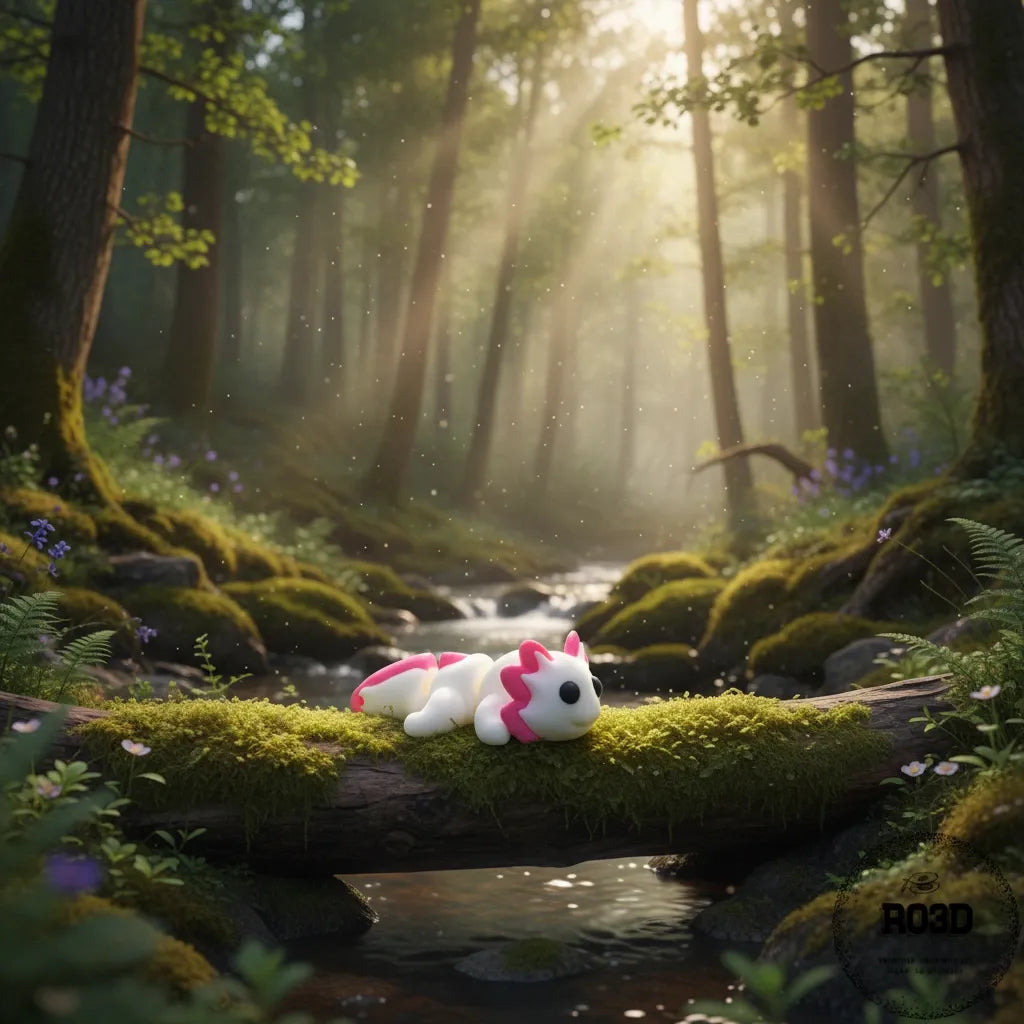 Articulated Axolotl salamandră mexicană articulată 3D - variantă colorată alternativă, design adorabil cu articulații flexibile
