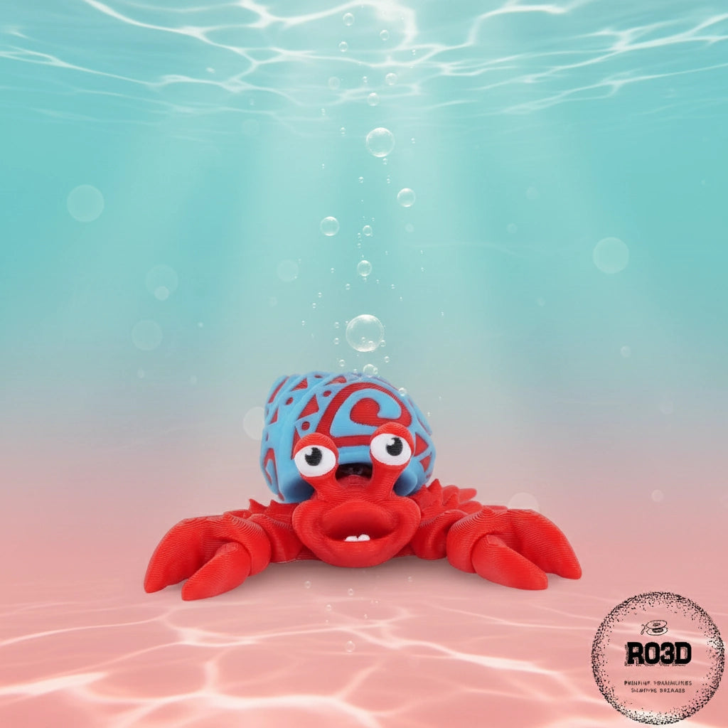Tattoed Hermit Crabs - crab ermit articulat 3D cu tattoo-uri sculptate design rebel FlexiFactory
