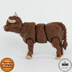 Highland Cow figurină 3D - vedere laterală profil dreapta detalii