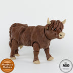 Highland Cow figurină 3D - detaliu finisaj și culoare premium
