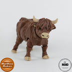 Highland Cow figurină 3D - vedere principală vacă scoțiană blană lungă