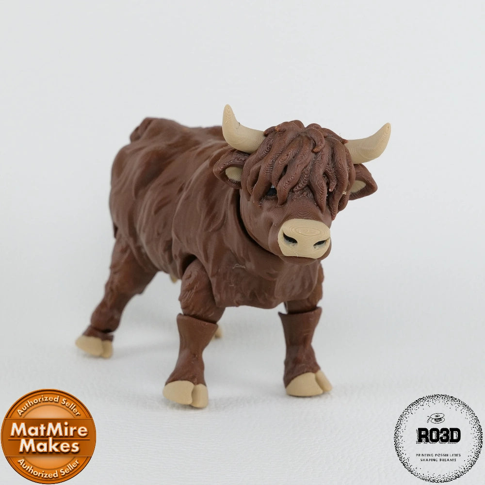 Highland Cow figurină 3D - vedere principală vacă scoțiană blană lungă