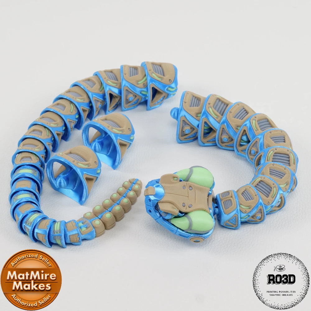 Robo Rattler șarpe robot 3D - detaliu cap și senzori sci-fi
