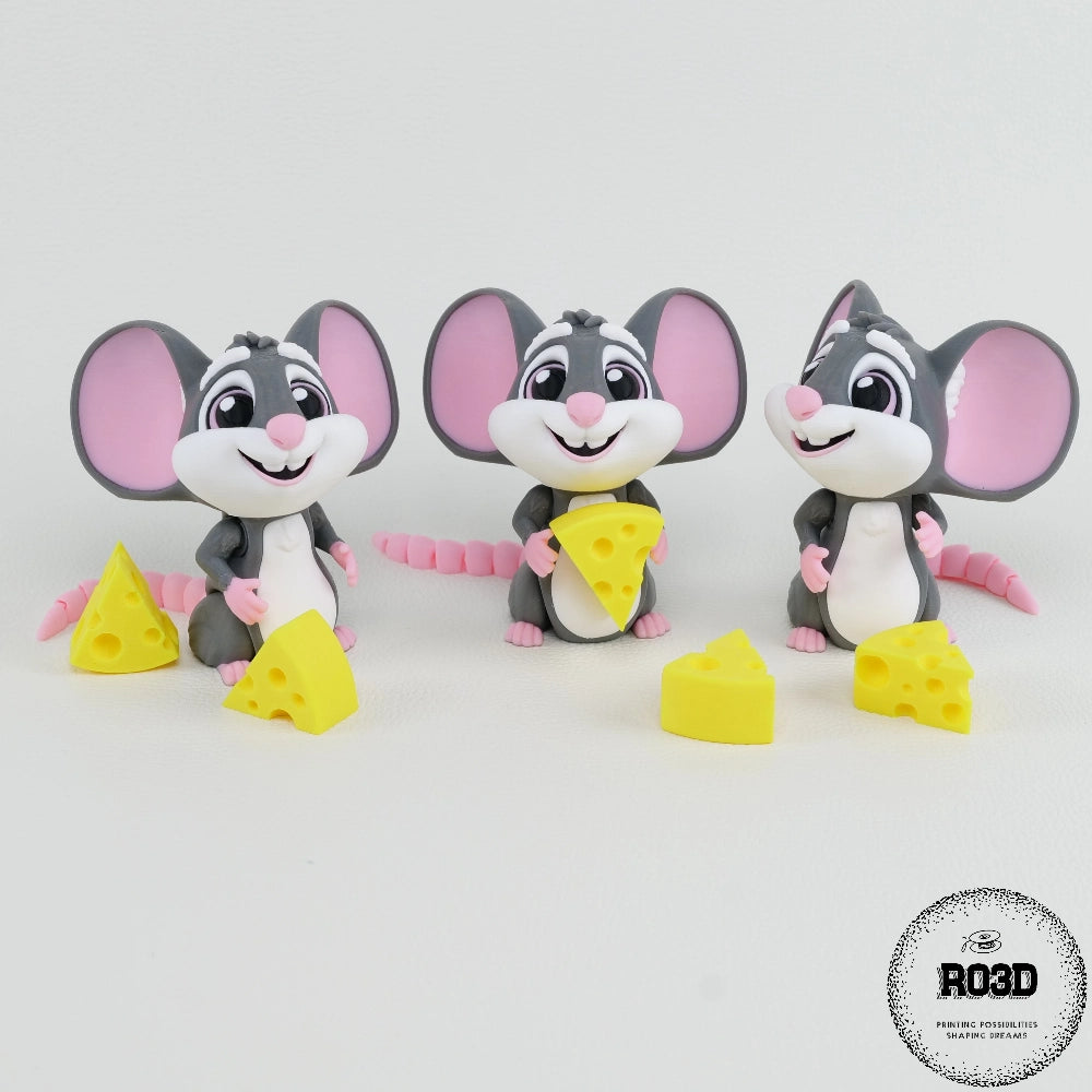 Mouse șoricel figurină 3D - vedere completă proporții și dimensiuni