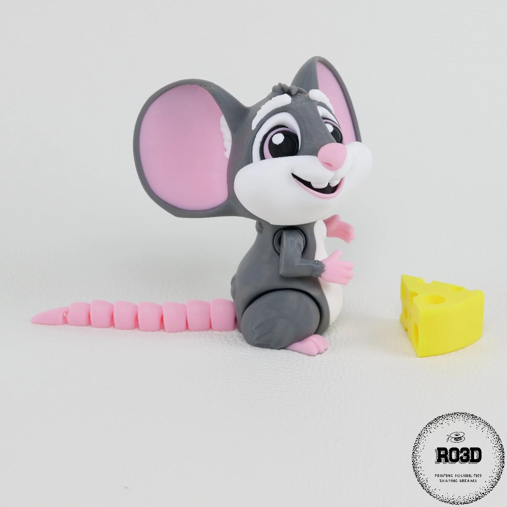 Mouse șoricel figurină 3D - vedere laterală profil stânga cute