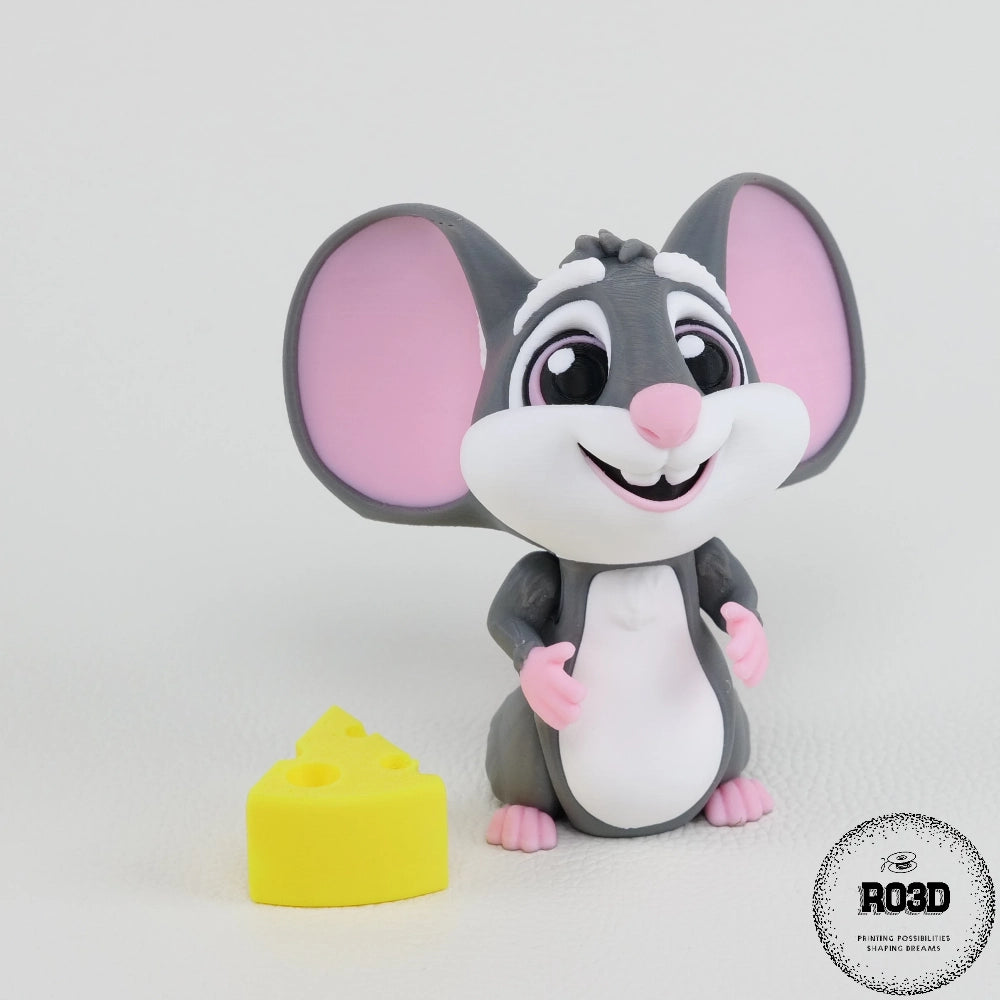 Mouse șoricel figurină 3D - vedere spate coadă și detalii