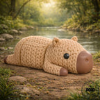 Knitted Capybara Breloc 3D - vedere frontală design tricotat cozy
