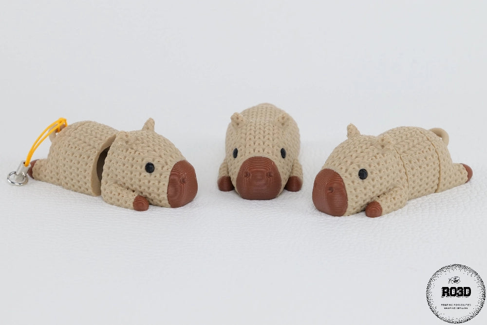 Knitted Capybara 3D - breloc relaxant design calm și simpatic
