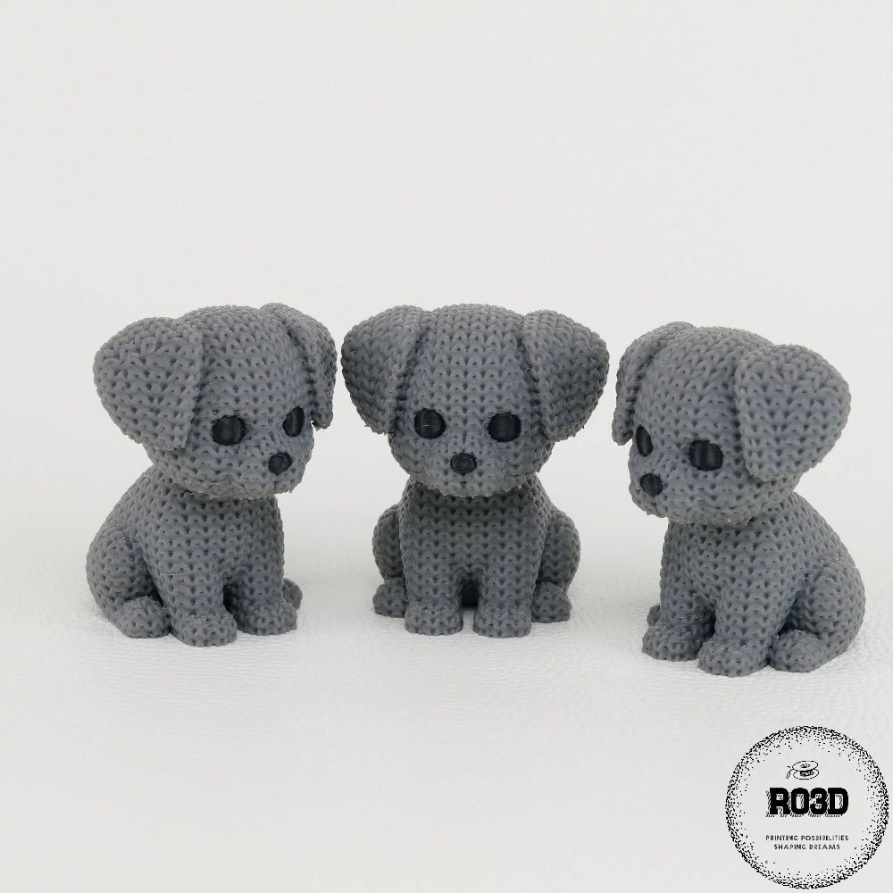 Knitted Dog câine tricotat 3D - vedere completă proporții