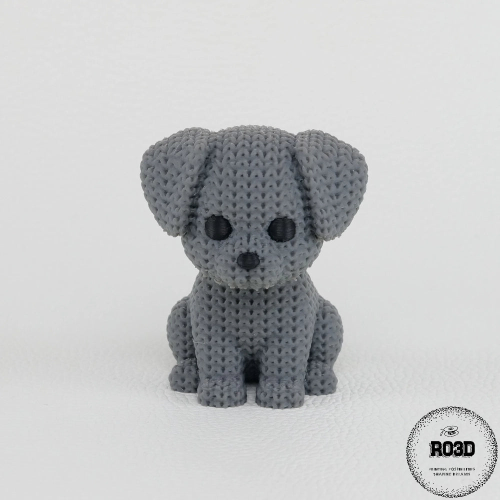 Knitted Dog câine tricotat 3D - vedere frontală cap adorabil