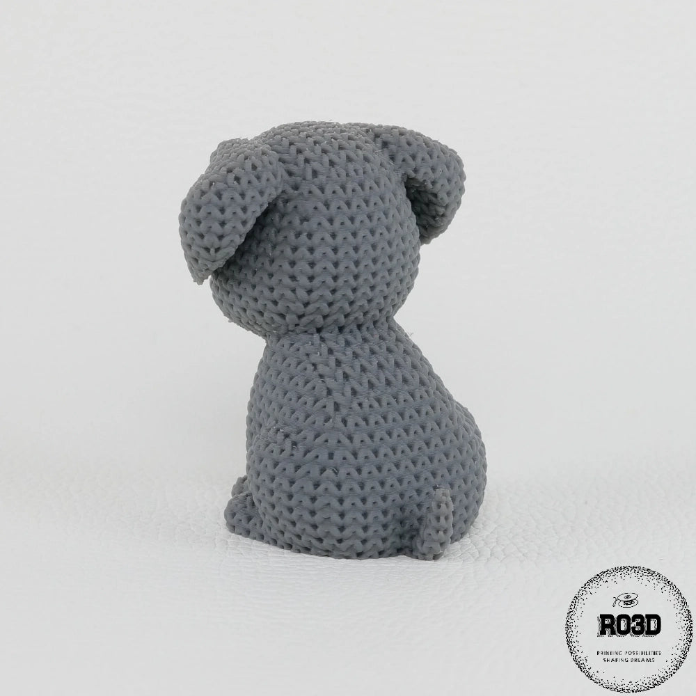 Knitted Dog câine tricotat 3D - vedere spate coadă handmade