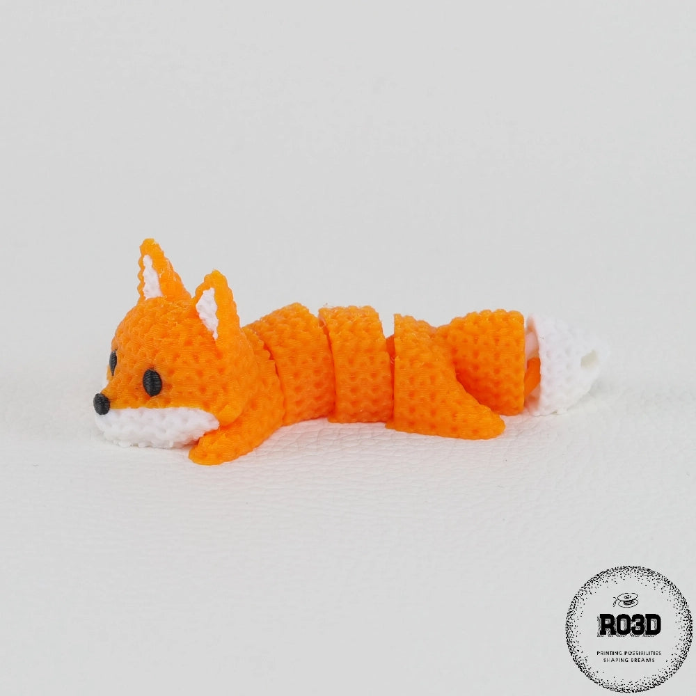 Knitted Articulated Fox vulpe articulată tricotată 3D - vedere frontală