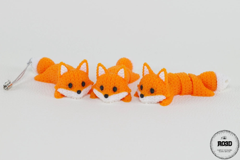 Knitted Articulated Fox vulpe articulată tricotată 3D - vedere laterală