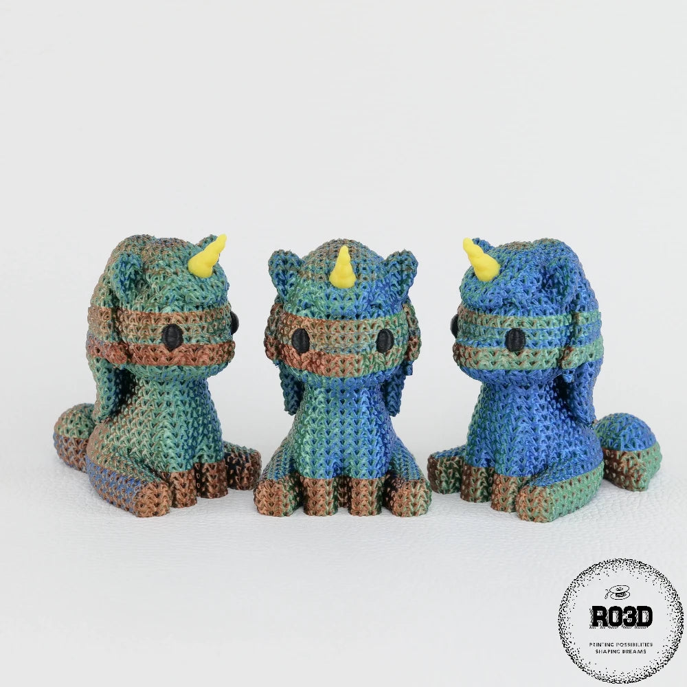 Knitted Unicorn unicorn tricotat 3D - vedere completă proporții