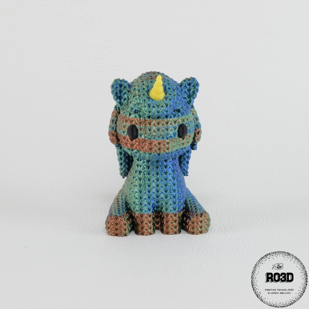 Knitted Unicorn unicorn tricotat 3D - vedere laterală profil misterios