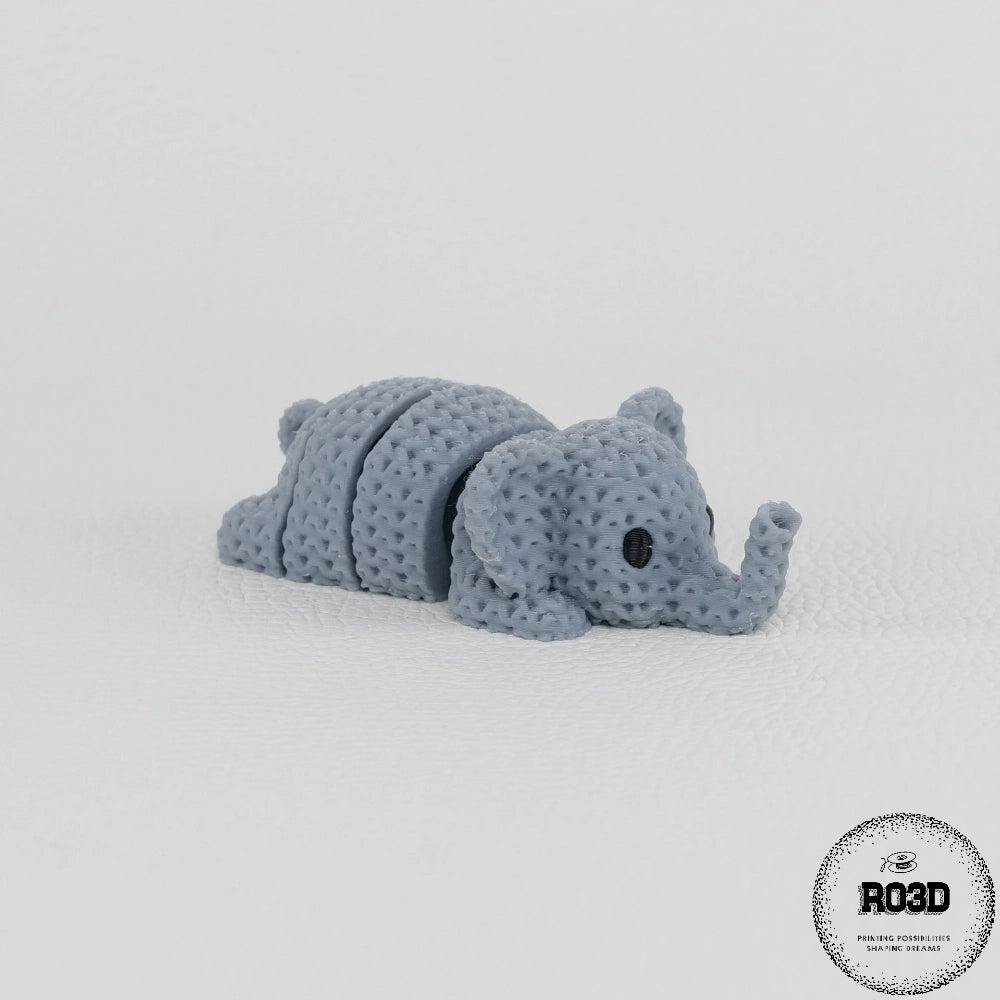 Knitted Articulated Elephant elefant articulat tricotat 3D - detaliu cap și trompă