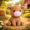 Figurină 3D Knitted Cow - vedere frontală cu textură tricotată