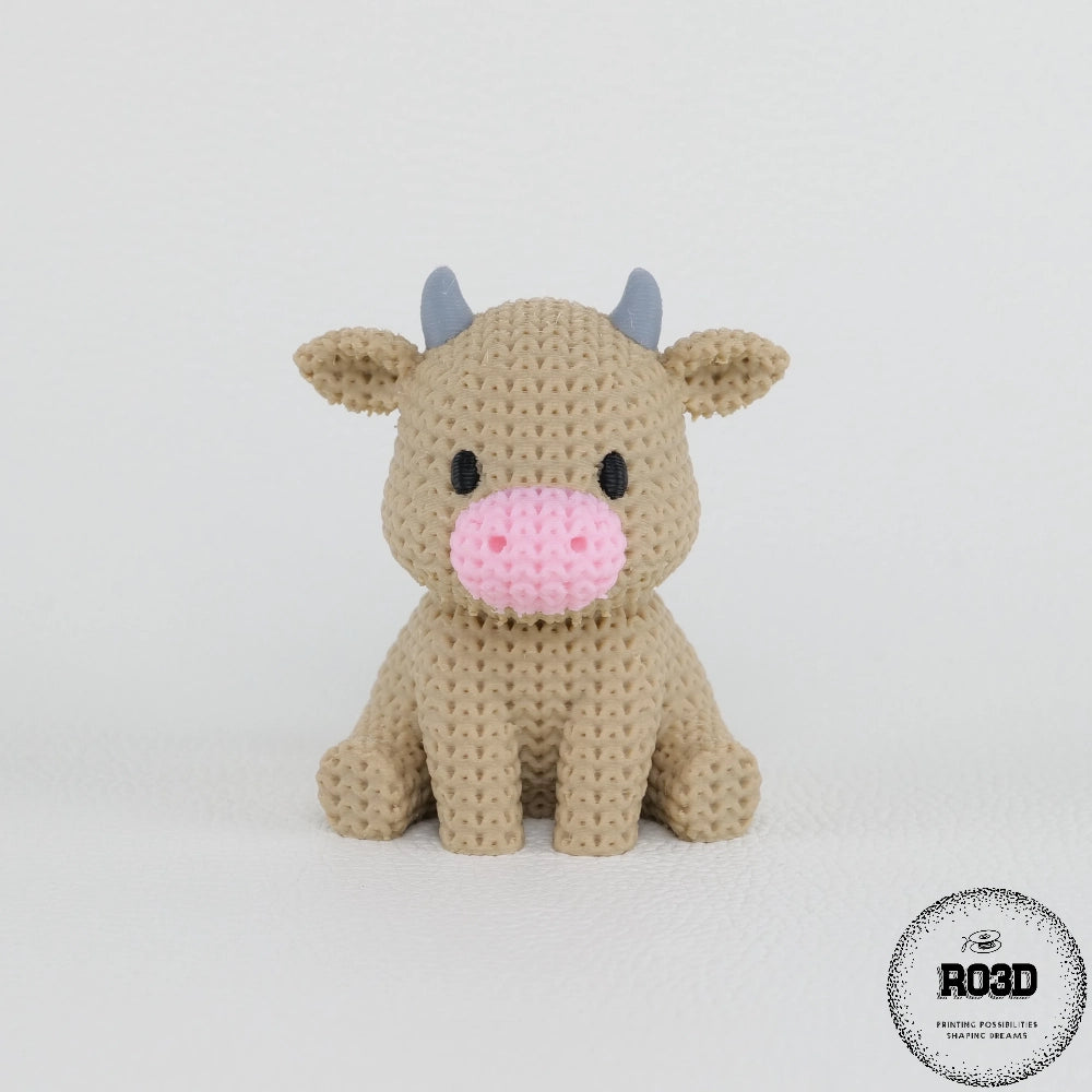 Knitted Cow 3D - detalii ochi expresivi și botic