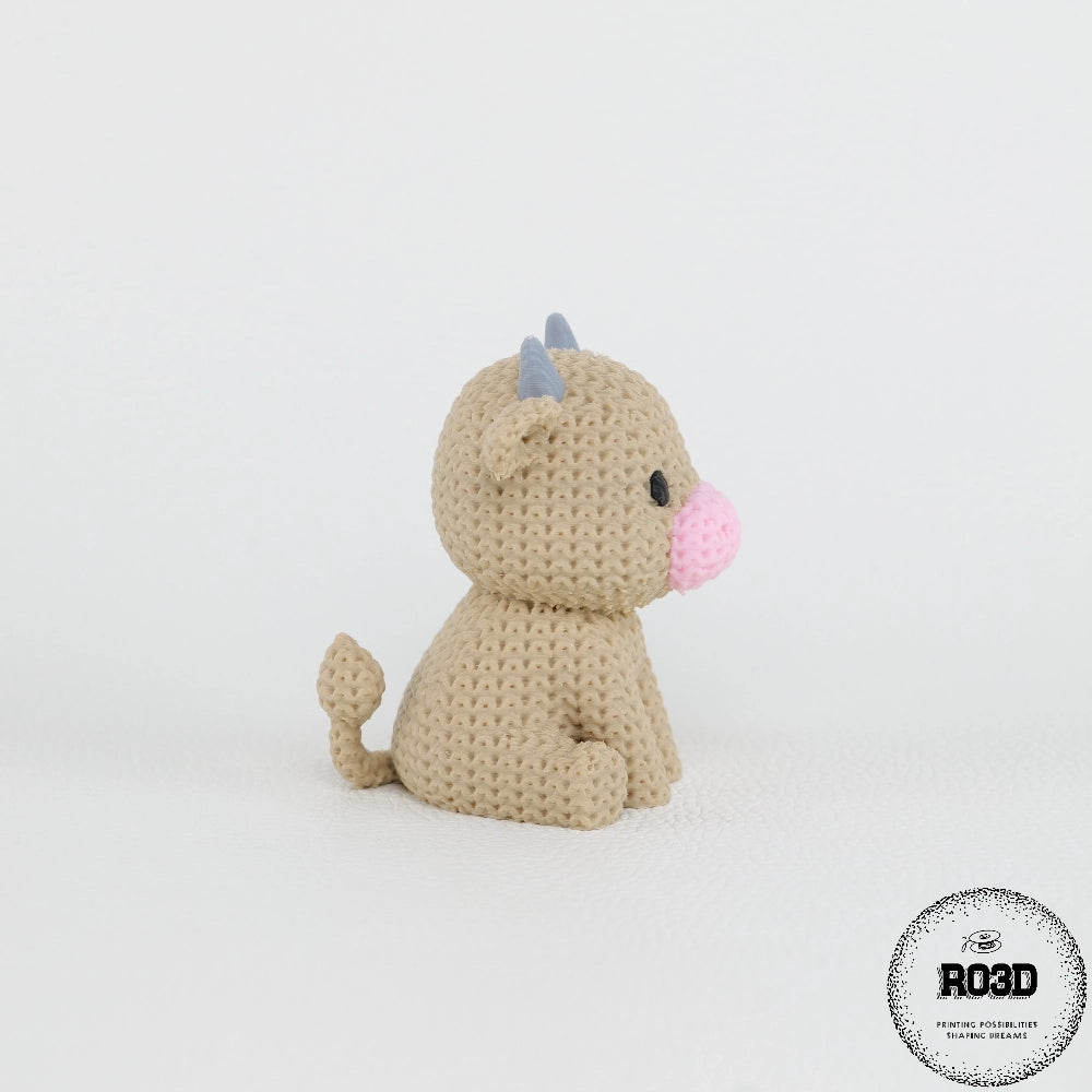 Figurină Knitted Cow - vedere laterală design adorabil