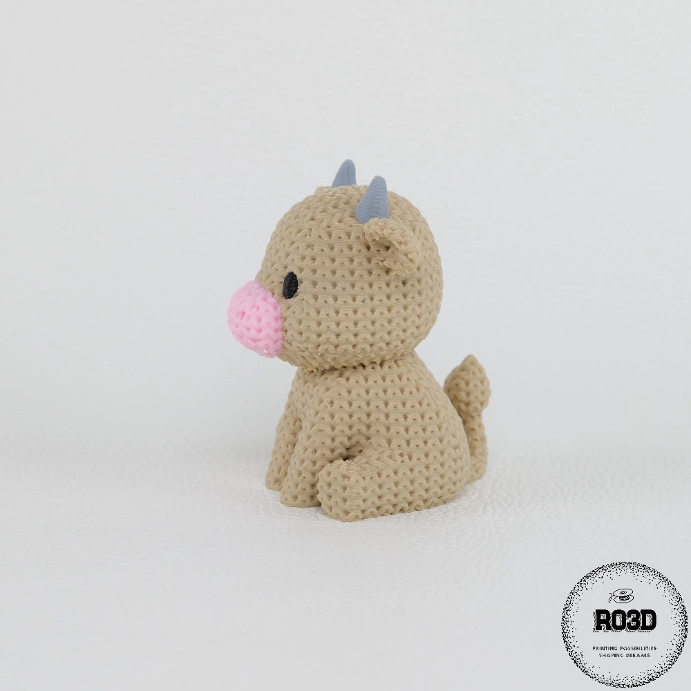 Figurină Knitted Cow - vedere laterală design adorabil