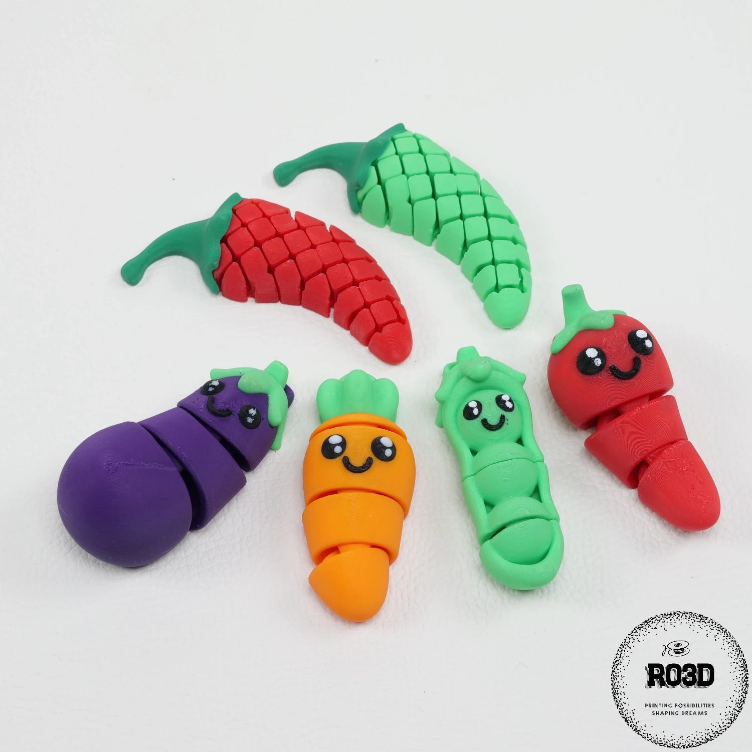 Flexi Vegetables legume articulate 3D - detaliu texturi și finisaje