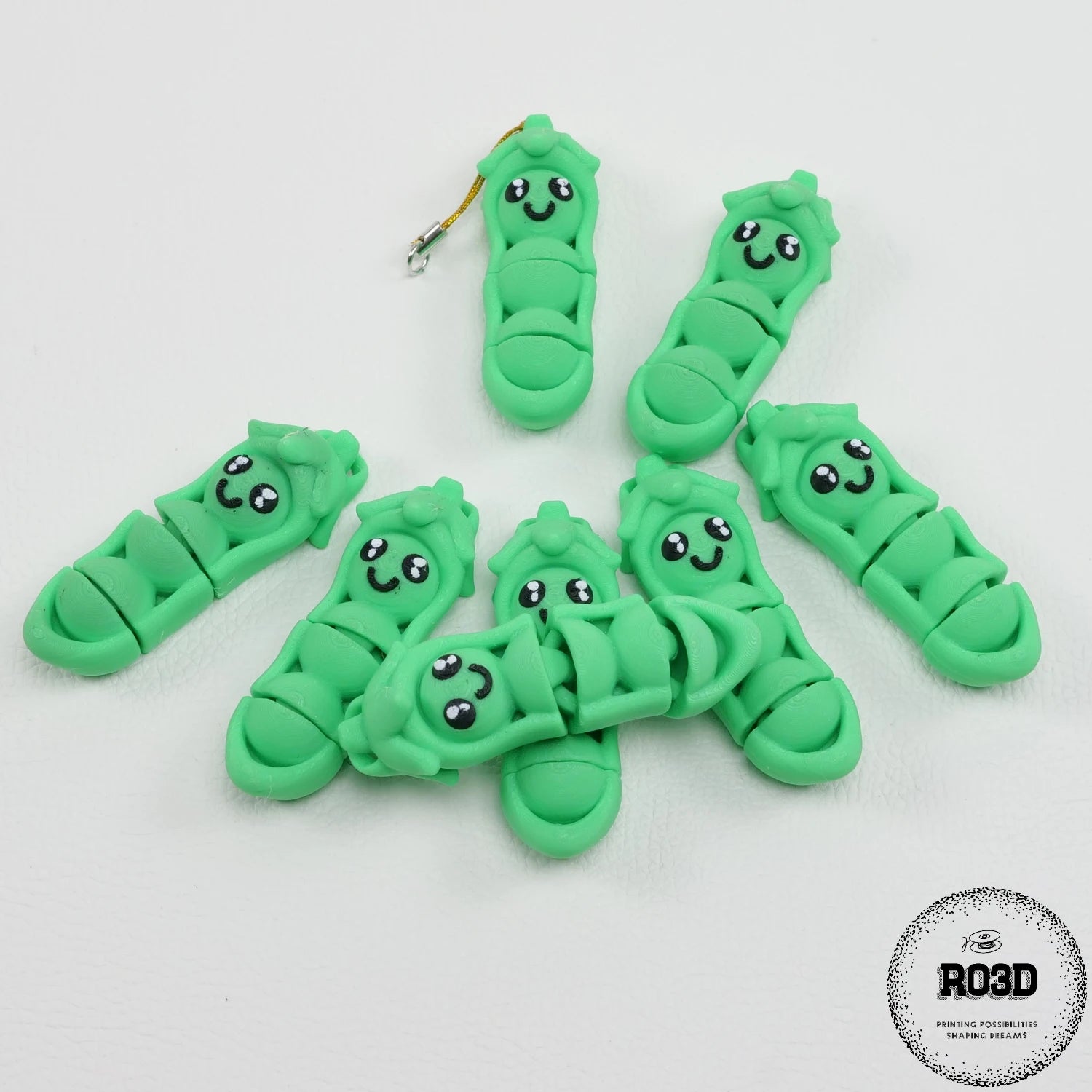 Flexi Vegetables Pea Pod - păstaie mazăre articulată 3D verde suprapusă