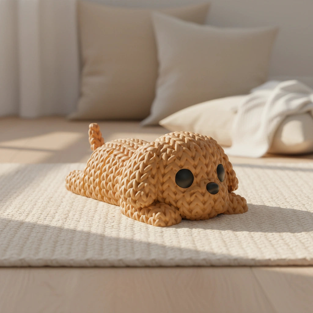 Câine articulat croșetat printat 3D cu breloc - Knitted Articulated Dog