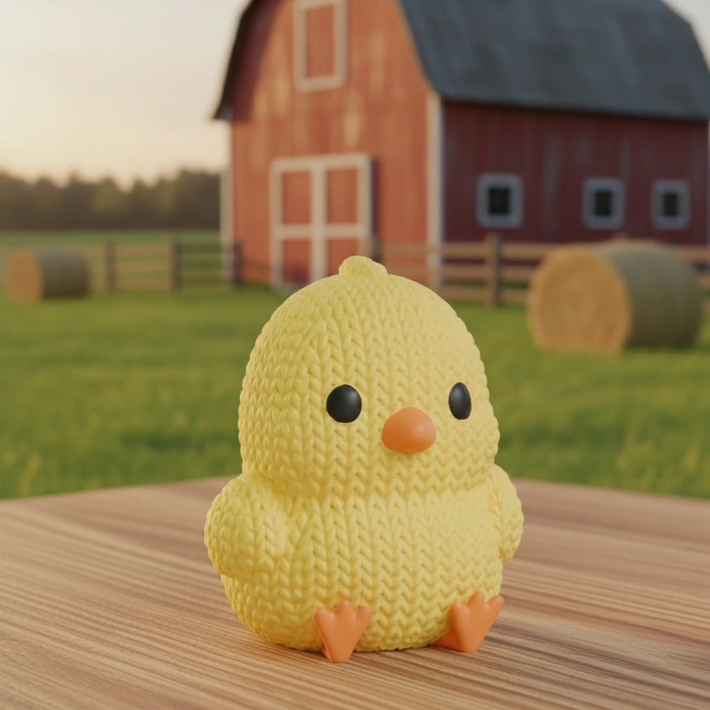 Pui croșetat printat 3D - figurină decorativă Knitted Chick pentru Paște