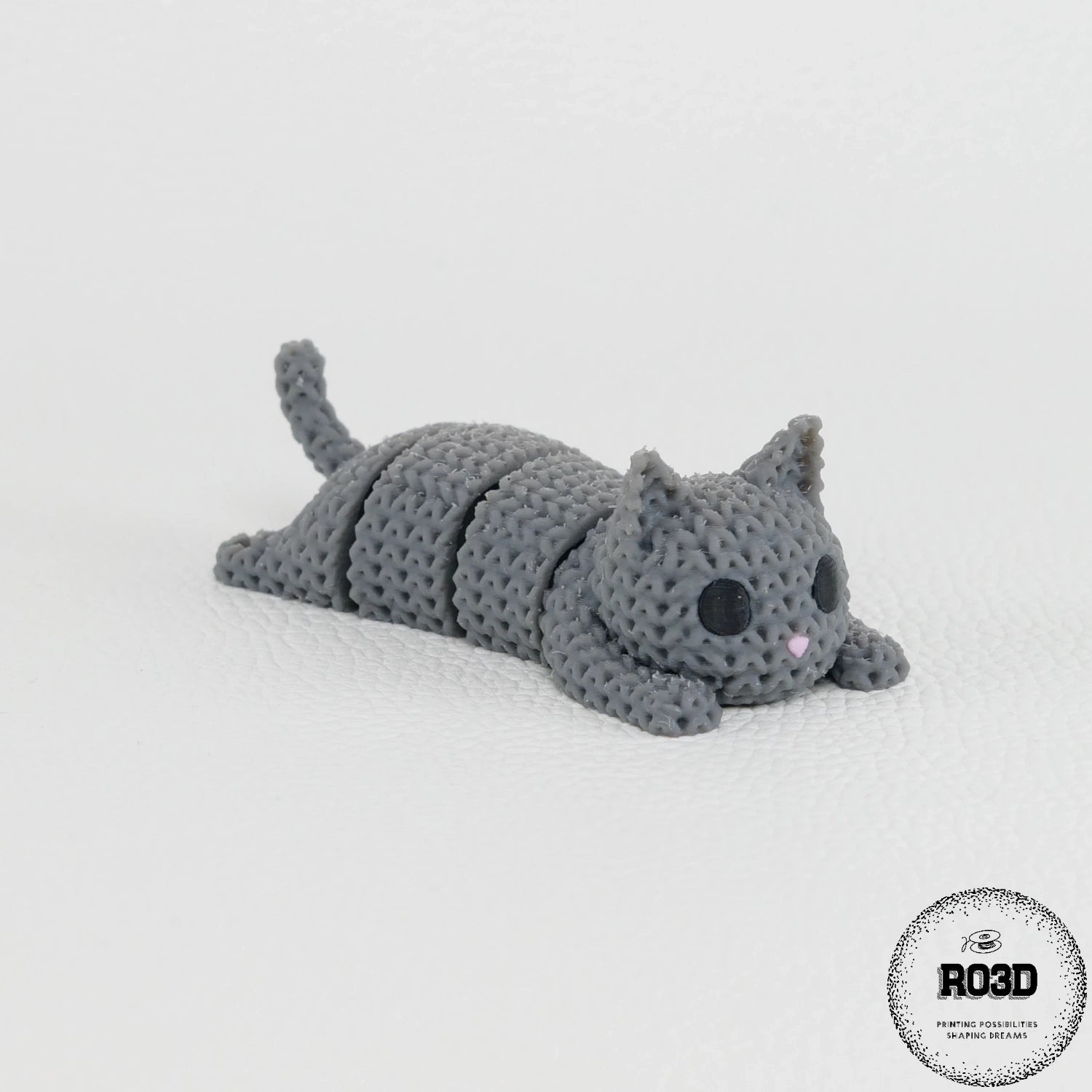 Figurină pisică articulată cu breloc - jucărie fidget design knitted