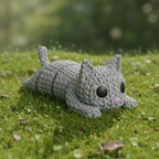 Pisică articulată croșetată printată 3D cu breloc - Knitted Articulated Cat