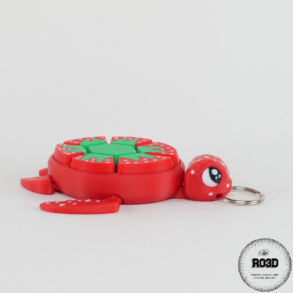 Clicker Sea Turtle Strawberry- detaliu carapace și mecanism click satisfăcător